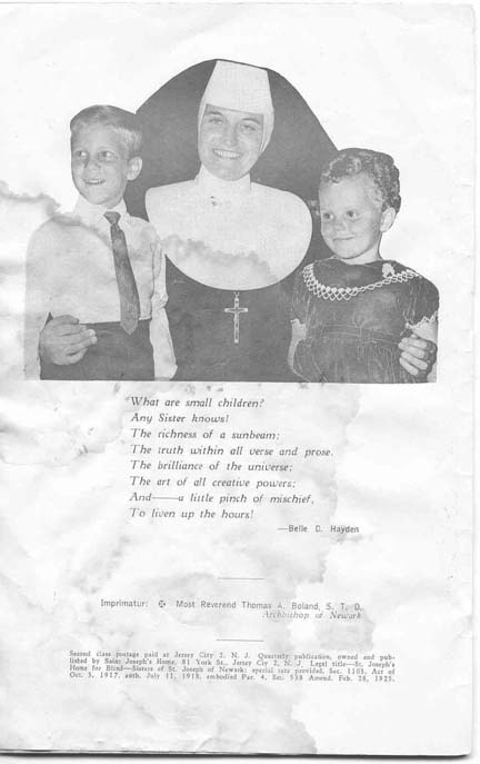 Page from The Orphans' messenger and Advocate of the Blind published by the Sisters of St. Joseph of Peace